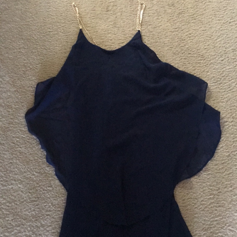 Blue and gold spaghetti strap